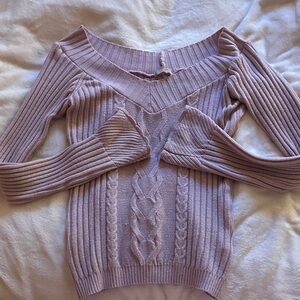 Vintage Women's Lavender Pink Cable Knit Sweater